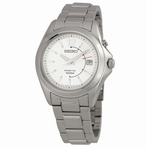Seiko Stainless Steel Silver Dial Kinetic Men's Watch SKA475