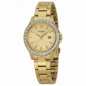 Seiko Tactically Champagne Dial Gold-tone Ladies Watch SXDF82