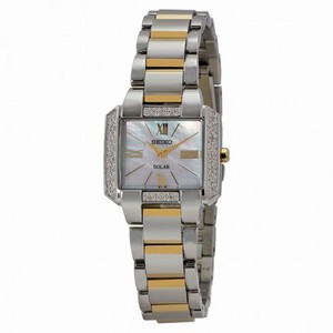 Seiko Tressia Solar Mother of Pearl Dial Diamond Two-tone Ladies Watch SUP239