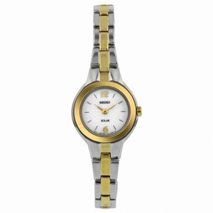 Seiko Two-Tone Dress White Dial Solar Quartz Ladies Watch SUP024