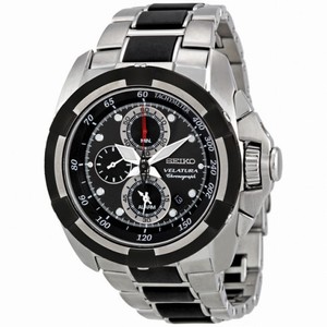 Seiko Velatura Black Dial Chronograph Stainless Steel Men's Watch SNAA93