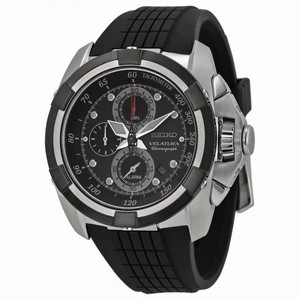 Seiko Velatura Chronograph Black Dial Black Rubber Men's Watch SNAA93P2