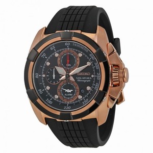 Seiko Velatura Chronograph Black Dial Black Rubber Mesn Watch SNE76P1