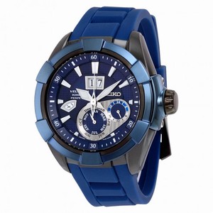 Seiko Velatura Kinetic Perpetual Blue Dial Blue Rubber Strap Men's Watch SNP121