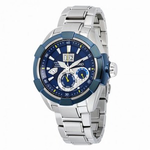 Seiko Velatura Kinetic Perpetual Blue Dial Stainless Steel Men's Watch SNP117