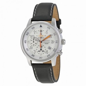 Seiko White Dial Black Leather Chronograph Men's Watch SNDE11