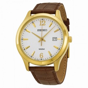 Seiko White Dial Brown Leather Men's Watch SUR056