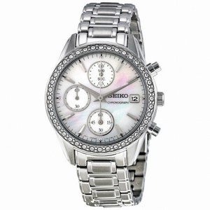 Seiko White Dial Chronograph Steel Ladies Watch SNDY21