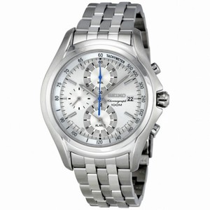 Seiko White Dial Chronograph Tachymeter Men's Watch SNAE81