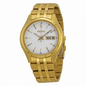 Seiko White Dial Gold Tone Stainless Steel Men's Watch SGGA20