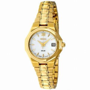 Seiko White Dial Gold-tone Solar Power Ladies Watch SUT056