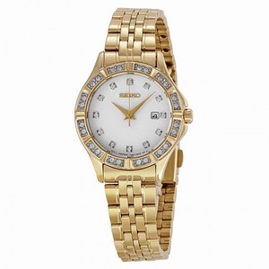 Seiko White Dial Gold-tone Stainless Steel Ladiwa Watch SXDF18