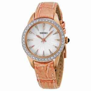 Seiko White Dial Rose Gold-Tone Stainless Steel Ladies Watch SRZ388