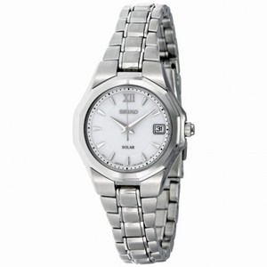 Seiko White Dial Solar Power Stainless Steel Ladies Watch SUT053