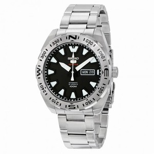 Seikoo 5 Sports Black Dial Stainless Steel Men's Watch SRP739