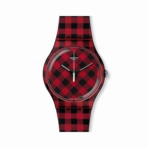 Swatch Adelboden Black and Red Dial Men's Watch SUOB124