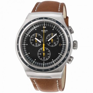 Swatch Alpine Vintage Green Dial Brown Leather Men's Watch YOS450