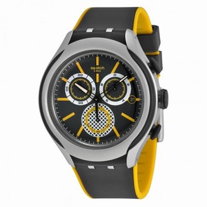 Swatch Bee-droid Chronograph Black Dial Black and Yellow Silicone Men's Watch YYS4008
