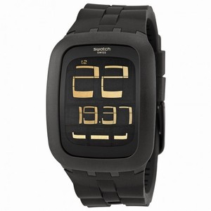 Swatch Black Bump Digital Black Dial Black Silicone Strap Unisex Watch SURB112