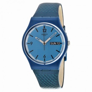 Swatch Blue Bottle Blue Dial Blue Leather Men's Watch GN719