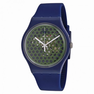 Swatch Buchetti Green Green Perforated Dial Blue Silicone Men's Watch SUON113