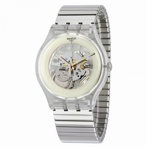 Swatch Cleared Up Transparent Dial Stainless Steel Watch SUOK105FA