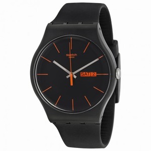 Swatch Dark Rebel Black Silicone Unisex Watch SUOB704