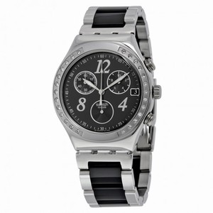 Swatch Dreamnight Chronograph Black Dial Two-tone Stainless Steel Men's Watch YCS485GC