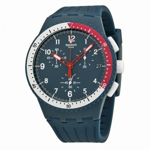 Swatch El Comandante Chronograph Blue Dial Blue Silicone Men's Watch SUSN405