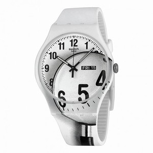 Swatch Enlarge Time White Dial White Silicone Strap Unisex Watch SUOW704