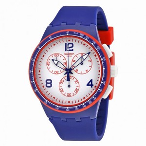 Swatch Fast Server Chronograph White Dial Blue Silicone Men's Watch SUSZ100