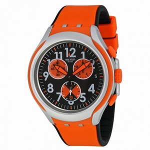 Swatch Feel Strong Black and Orange Dial Orange Silicone Men's Watch YYS4003