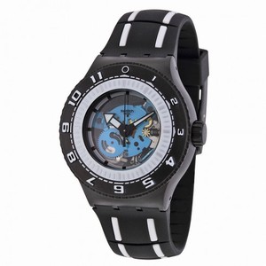 Swatch Feel the Sea Skeleton Dial Black Rubber Men's Sports Watch SUUB101