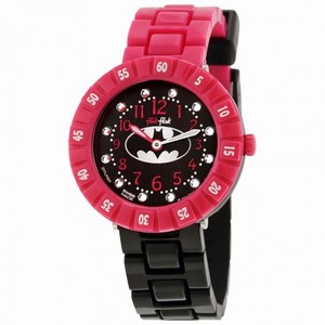 Swatch Flik Flak Batgirl Black Dial Pink and Black Girls Watch ZFFLP004