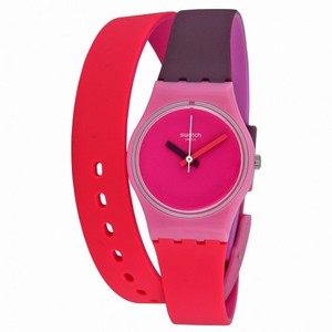 Swatch Fun In Pink Pink Dial Coral and Purple Silicone Ladies Watch LP137