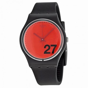 Swatch Generation 27 Red Dial Black Silicone Ladies Watch GB276