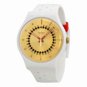 Swatch Generation 31 Gold Dial White Silicone Men's Watch SUOW400