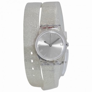 Swatch Glistar Silver Pearl Dial Transaprent Double Wrap) Strap Ladies Watch LK343