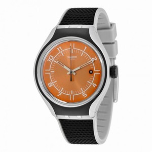 Swatch Go Jog Orange Dial Black Rubber Men's Watch YES4002