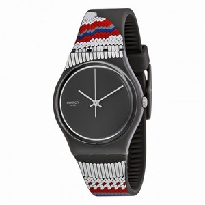 Swatch Gornegrat Black Dial Red and Grey Silicone Men's Watch GM183