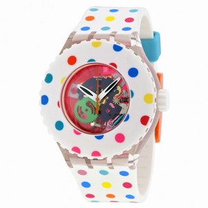 Swatch Happy Dots Transparent Dial White Silicone Ladies Watch SUUK108