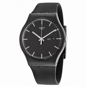 Swatch Mono Black Dial Black Rubber Strap Men's Watch SUOB720