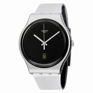 Swatch Originals Black Dial Silver-tone Silicone Unisex Watch Watch SUOB401