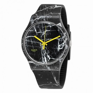 Swatch Originals Marmor Black Dial Marbled Black  Silicone Unisex Watch SUOB123