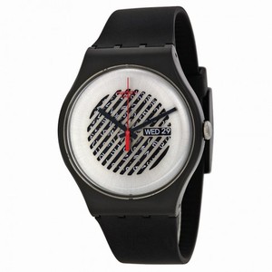 Swatch Originals On The Grill Silver Skeleton Dial Black Rubber Men's Watch SUOB713