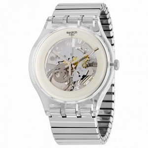 Swatch Originals Silver Skeleton Dial Stainless Steel Men's Watch SUOK105FB