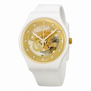 Swatch Originals Sunray Glam Skeleton Dial White Plastic Men's Watch SUOZ148