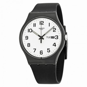 Swatch Originals Twice Again White Dial Black Silicone Unisex Watch SUOB705