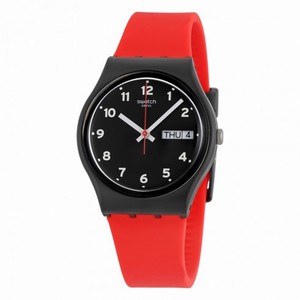 Swatch Red Grin Black Dial Ladies Casual Watch GB754