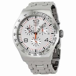 Swatch Shiny Addict Silver Dial Chronograph Stainless Steel Men's Watch YOS445G